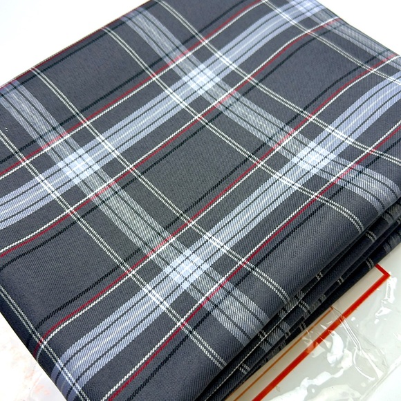 New Hosonson Plaid Table Cloth. New. 60” X 102”. Gray Black White and Red. - Picture 2 of 5